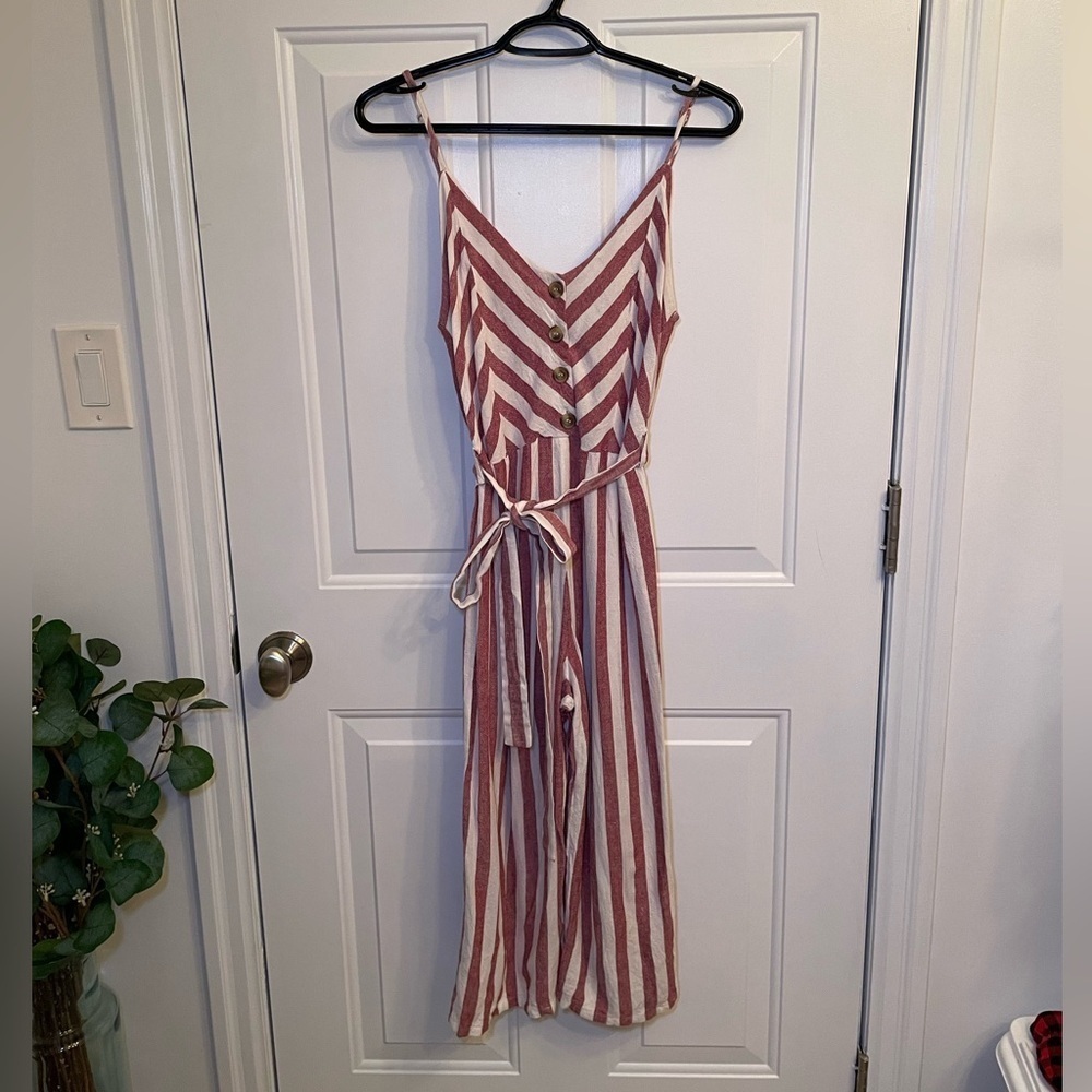 California Moon Rise - Red/White Striped Jumpsuit and Button Down
